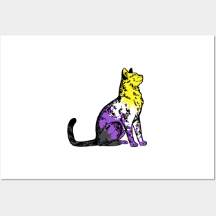 nonbinary pride kitty Posters and Art